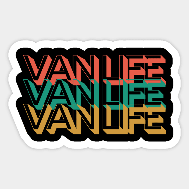 Van Life yellow, green and red retro design for van lifers and van enthusiasts Sticker by BlueLightDesign